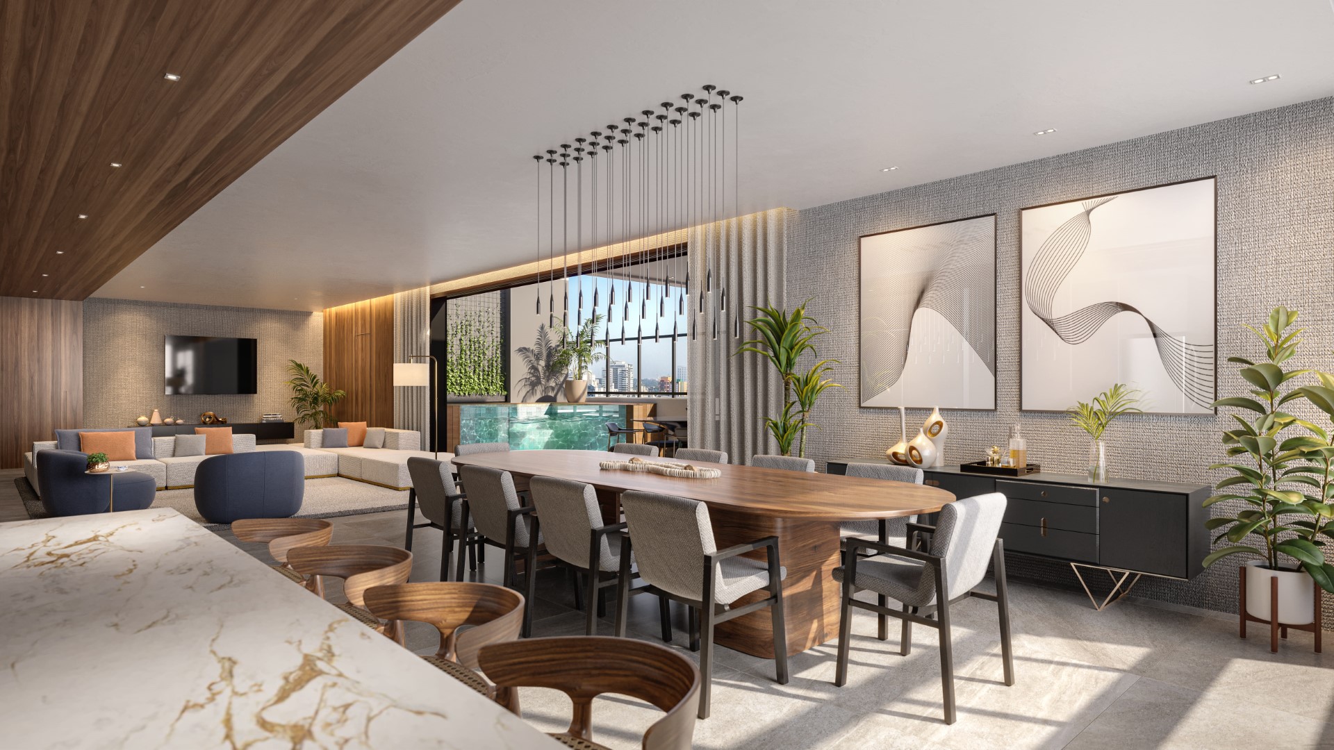 PENTHOUSE 28º PAVIMENTO - LIVING COM PISCINA