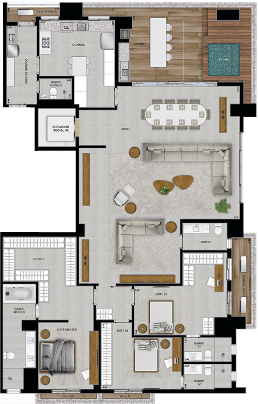 27º PAVIMENTO - PENTHOUSE - MODIFICADO 3 SUÍTES - 02