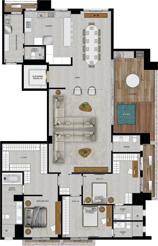 28º PAVIMENTO - PENTHOUSE - MODIFICADO 3 SUÍTES - 02