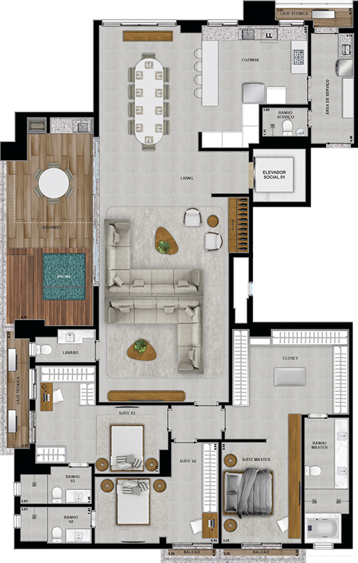 30º PAVIMENTO - PENTHOUSE - MODIFICADO 3 SUÍTES - 01
